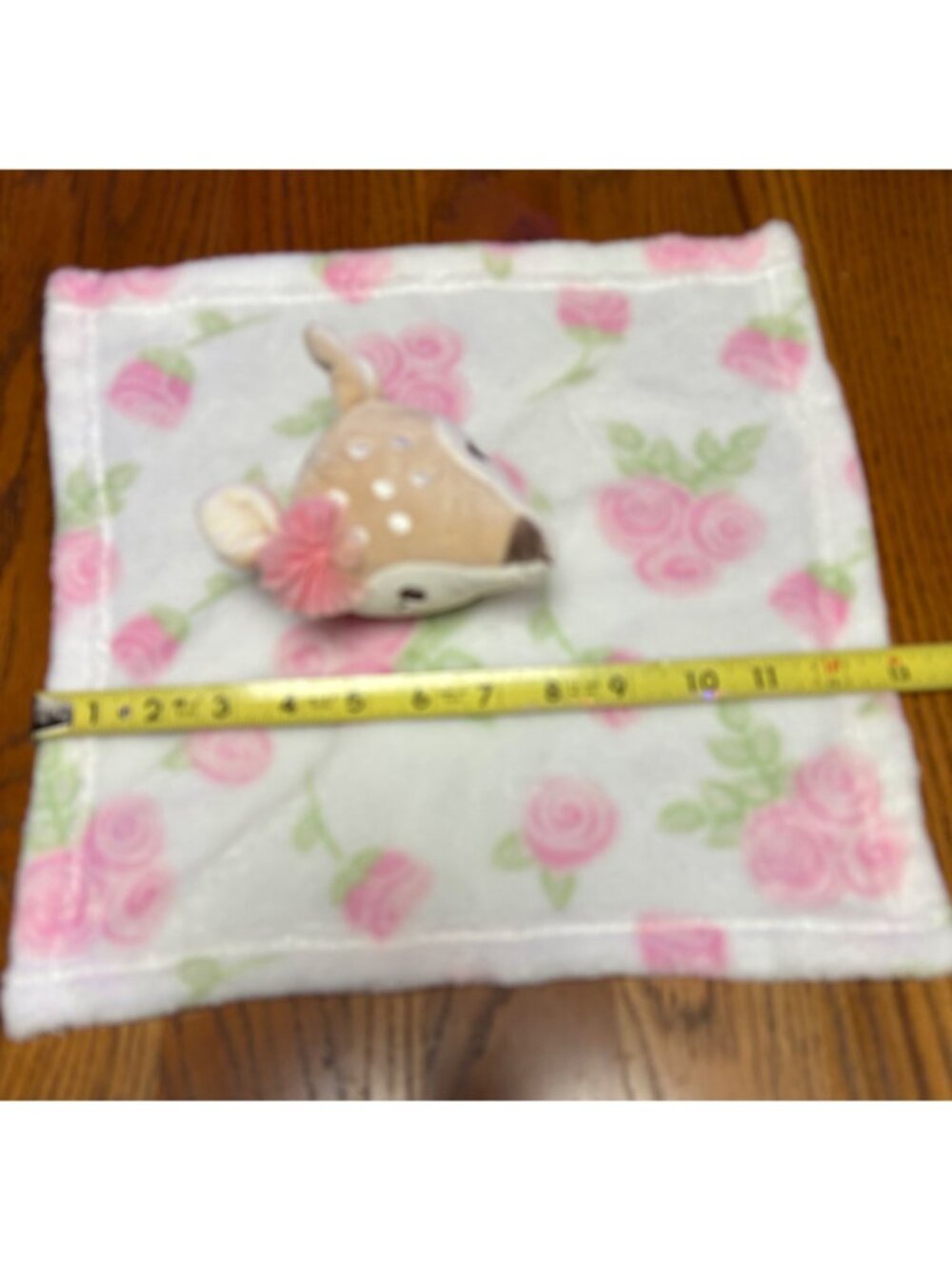 HB Hudson Bay Lovey Baby Security Blanket Deer Pink Rose Floral Design Plush - Picture 5 of 7